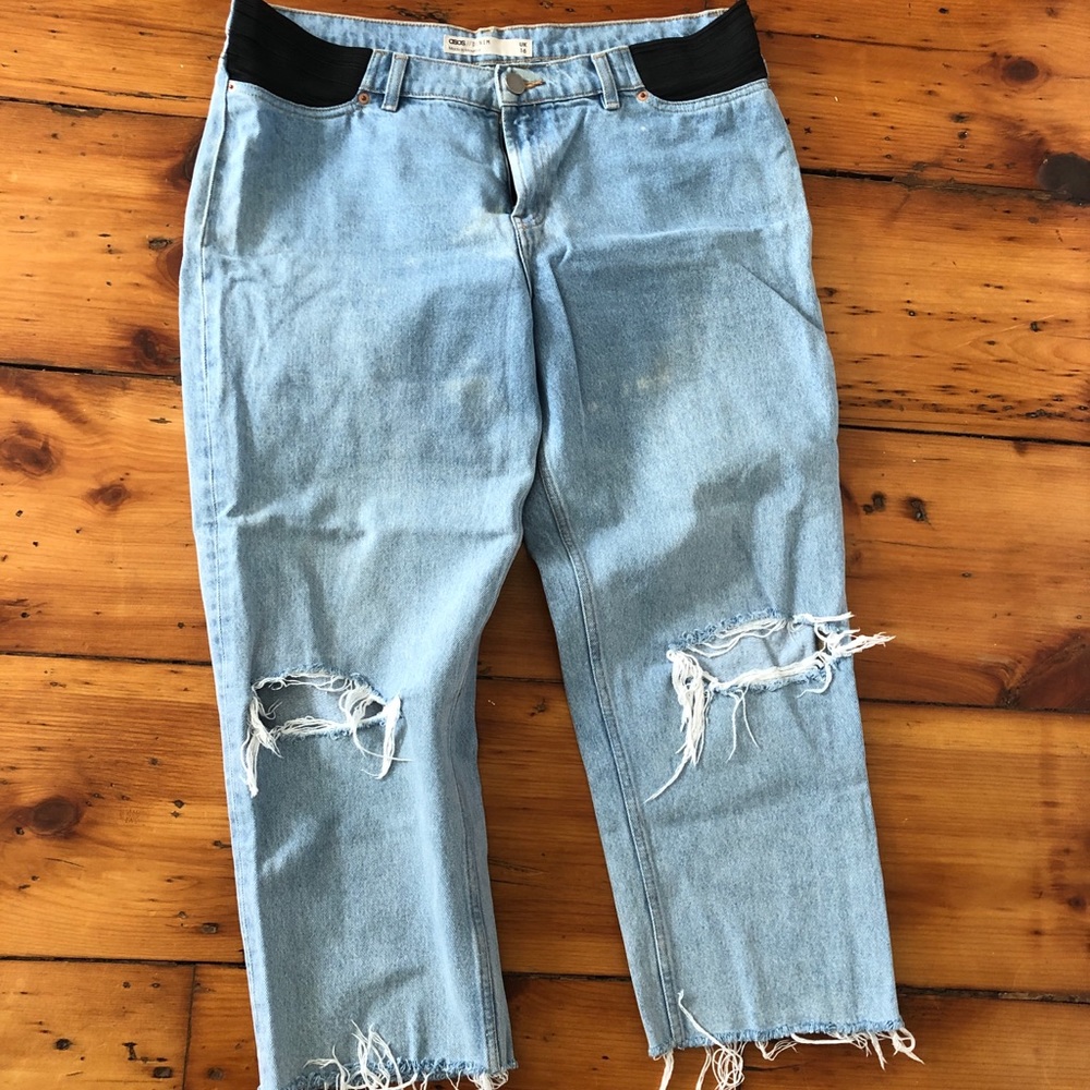 ASOS DESIGN Maternity Florence authentic straight leg jeans with side waistband